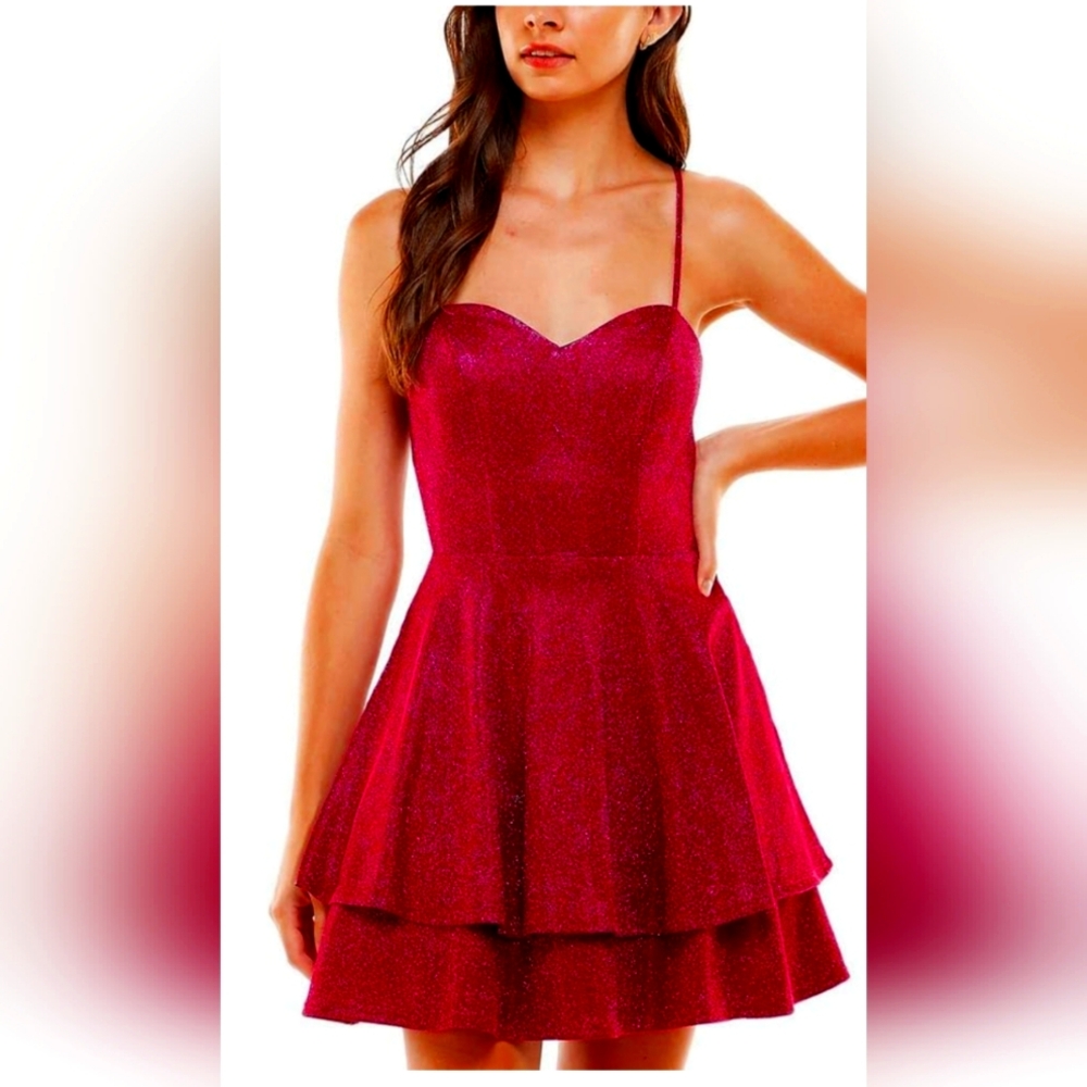 Size 5 city studio cocktail mini dress from Macy’s, glittery hot pink